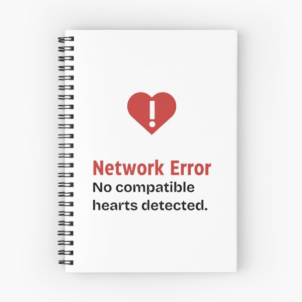 Item preview, Network Error No compatible hearts detected red heart warning signal, a humorous mismatch in relationships with black and red contrast designed and sold by SplashTastic.