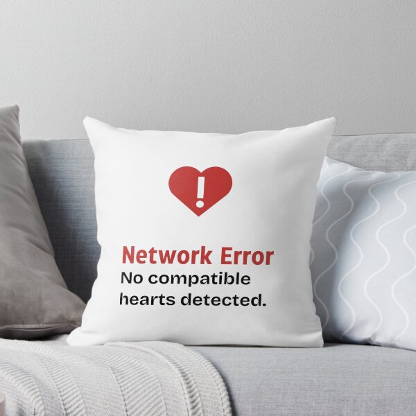 Item preview, Network Error No compatible hearts detected red heart warning signal, a humorous mismatch in relationships with black and red contrast designed and sold by SplashTastic.
