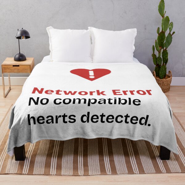 Item preview, Network Error No compatible hearts detected red heart warning signal, a humorous mismatch in relationships with black and red contrast designed and sold by SplashTastic.