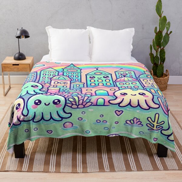 Item preview, Colourful Pastel Kawaii Rainbow Underwater City designed and sold by Kawaiidiss.