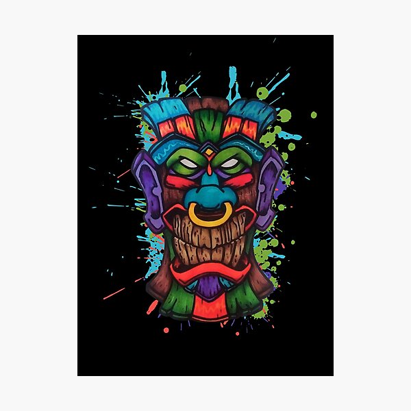 Item preview, Dibujo de cabeza de Tiki / Obra de arte psicodélica designed and sold by BLTeesNmore.