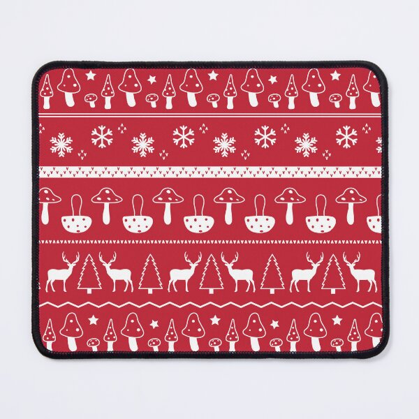 Item preview, Mushroom Fair isle Holiday Red designed and sold by VintageStyle.