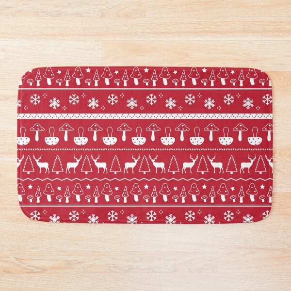 Item preview, Mushroom Fair isle Holiday Red designed and sold by VintageStyle.