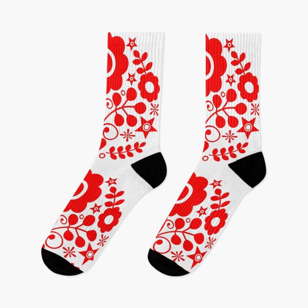 Item preview, Polish folk art - floral embroidery pattern and cutouts red designed and sold by mikistudio.