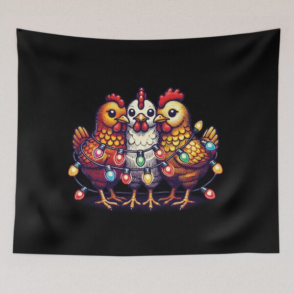Item preview, Christmas Funny Chickens With Fairy Lights designed and sold by LuminOrb.