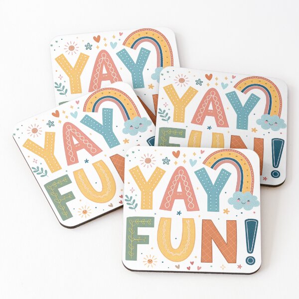 Item preview, Whimsical "Yay Fun!" Typography with Rainbow and Cloud designed and sold by Pattamo1.