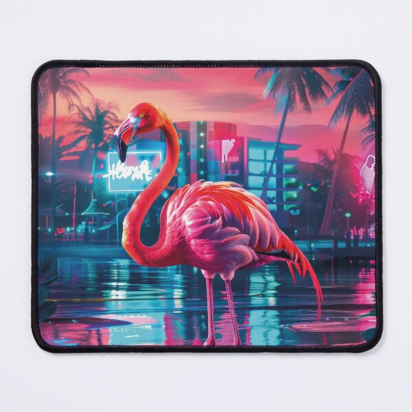 Item preview, retro flamingo at sunset, 80s designed and sold by Mauswohn.