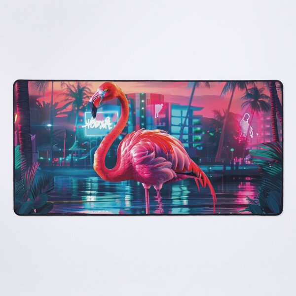 Item preview, retro flamingo at sunset, 80s designed and sold by Mauswohn.