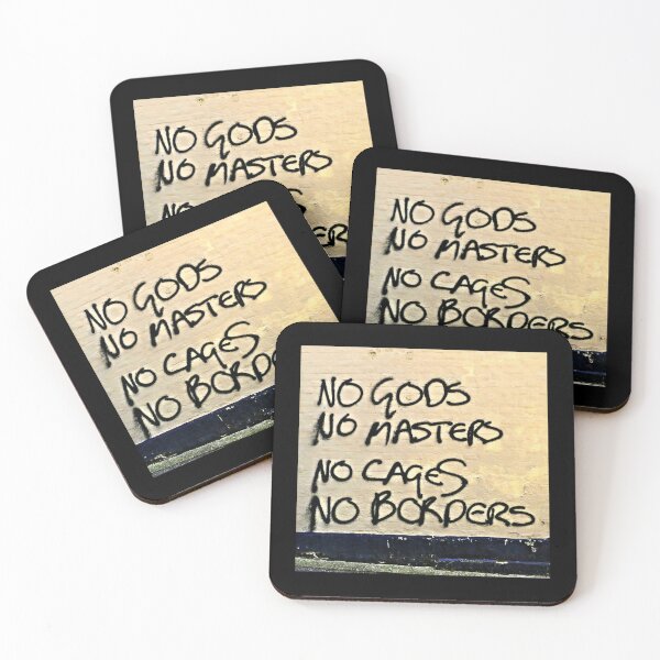 Item preview, No Gods No Masters no cages no borders- Print designed and sold by Earth Nature Creations.