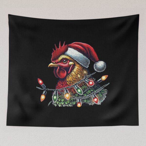 Item preview, Christmas Rooster With Fairy Lights designed and sold by LuminOrb.