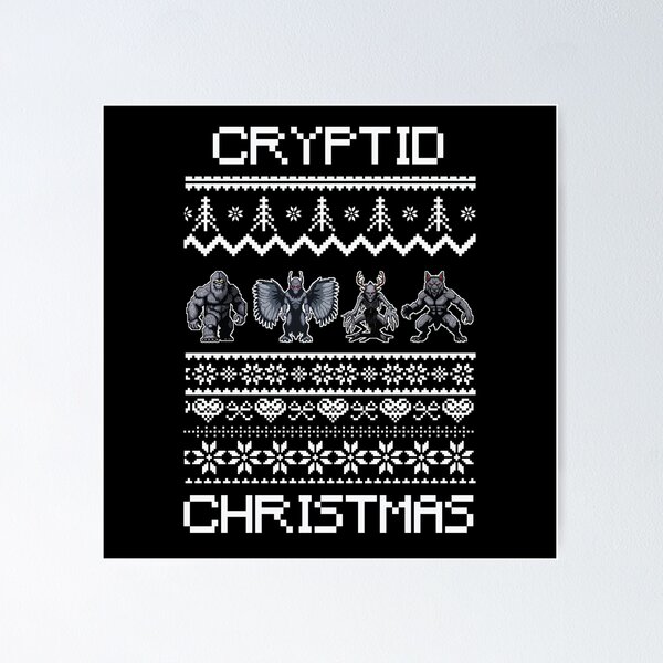 Item preview, Cryptid Christmas -  Merry Cryptids Ugly Christmas, Mothman, Sasquatch, Dogman, Wendigo designed and sold by Getup-clothing.