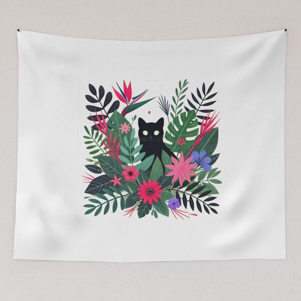 Item preview, Mysterious Black Cat in Tropical Jungle designed and sold by Alta-store.