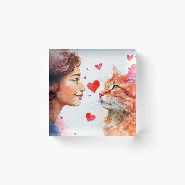 Item preview,  Beautiful red cat and girl with hearts designed and sold by Photopat.