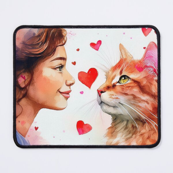 Item preview, Beautiful red cat and girl with hearts designed and sold by Photopat.