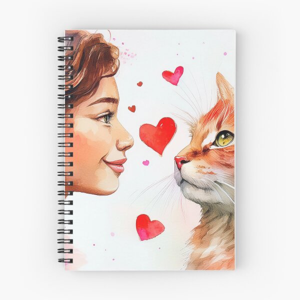Item preview,  Beautiful red cat and girl with hearts designed and sold by Photopat.