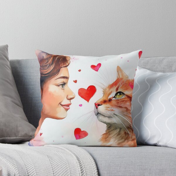 Item preview,  Beautiful red cat and girl with hearts designed and sold by Photopat.