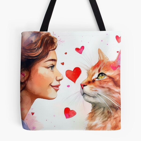 Item preview,  Beautiful red cat and girl with hearts designed and sold by Photopat.
