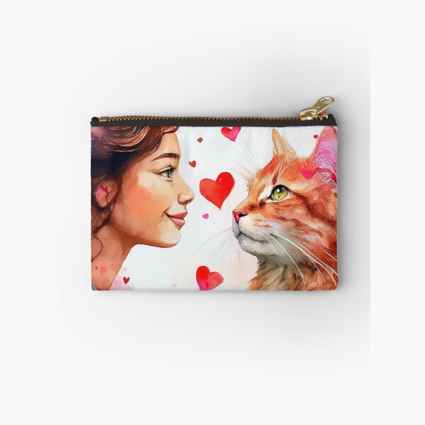 Item preview,  Beautiful red cat and girl with hearts designed and sold by Photopat.