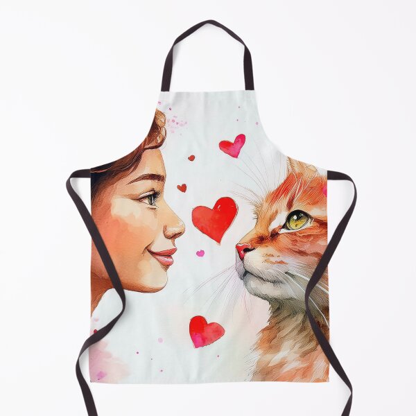 Item preview, Beautiful red cat and girl with hearts designed and sold by Photopat.