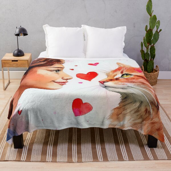 Item preview,  Beautiful red cat and girl with hearts designed and sold by Photopat.