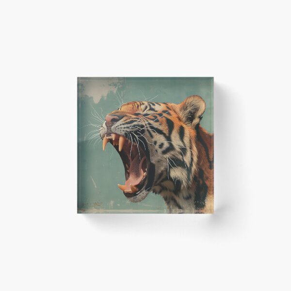 Item preview, Roaring tiger in vintage style. Animal art. designed and sold by GiriaGallery.
