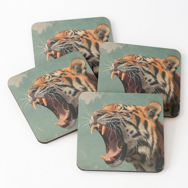 Item preview, Roaring tiger in vintage style. Animal art. designed and sold by GiriaGallery.