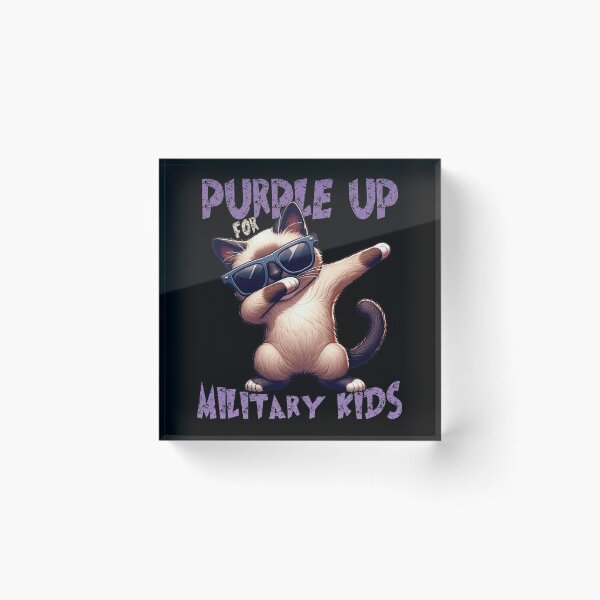 Item preview, Purple Up For Military Kids Month Of The Military Child Cool Dabbing Cat Wearing Sunglasses  designed and sold by Smix Pixels.