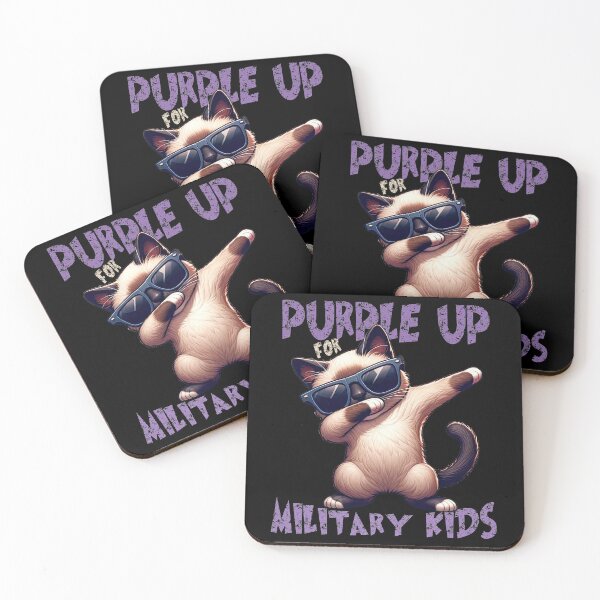 Item preview, Purple Up For Military Kids Month Of The Military Child Cool Dabbing Cat Wearing Sunglasses  designed and sold by Smix Pixels.