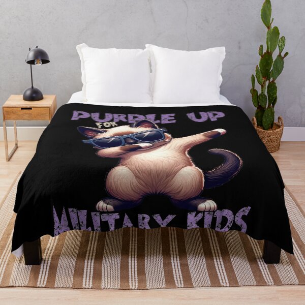 Item preview, Purple Up For Military Kids Month Of The Military Child Cool Dabbing Cat Wearing Sunglasses designed and sold by Smix Pixels.