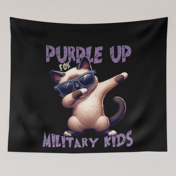 Item preview, Purple Up For Military Kids Month Of The Military Child Cool Dabbing Cat Wearing Sunglasses  designed and sold by Smix Pixels.