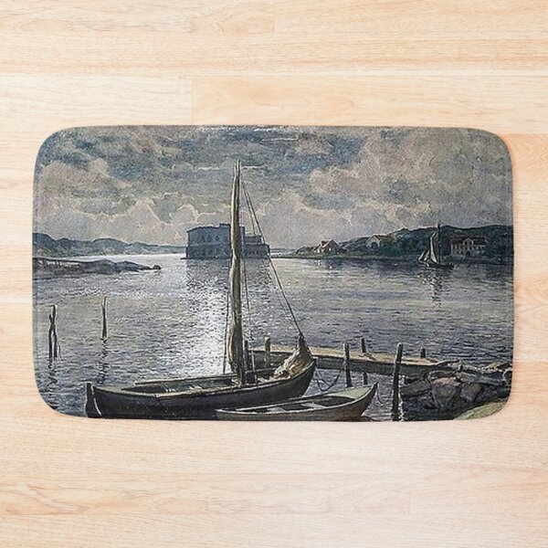 Item preview, Boat in the Harbor in the Moonlight designed and sold by tomorrowsart.