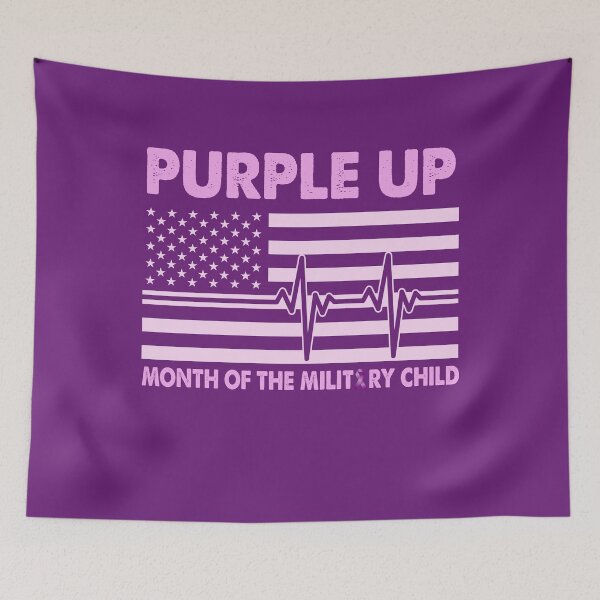 Item preview, Purple Up For Military Kids Month Of The Military Child Purple Usa Flag Heartbeat designed and sold by Smix Pixels.
