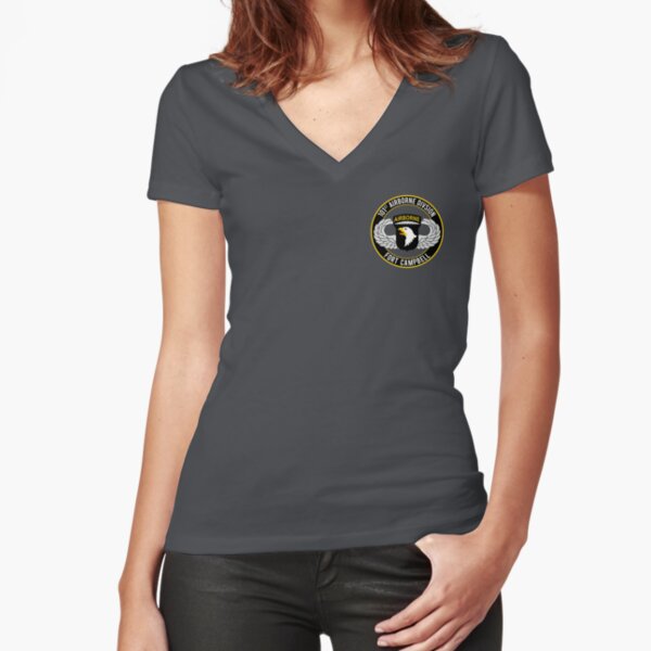 101st Airborne wings Ft Campbell Fitted V-Neck T-Shirt