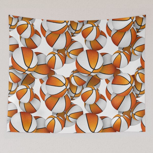 Item preview, Orange white basketballs pattern designed and sold by katzdzynes.