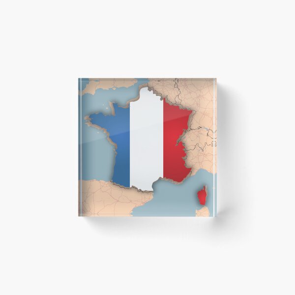 Item preview, France Flag Map Wall Art - World Map Canvas with France Geography Decor designed and sold by Psycho-Crazy.