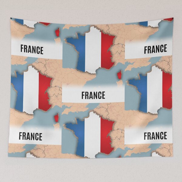 Item preview, France Flag Map Wall Art - World Map Canvas with France Geography Decor designed and sold by Psycho-Crazy.
