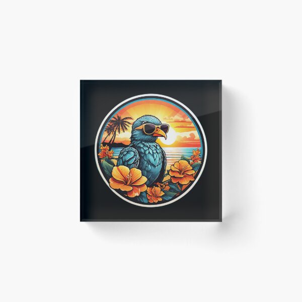 Item preview, Vacation Birdie with Sunglasses at Sunset with Hawaii Orchids designed and sold by NautiChic.