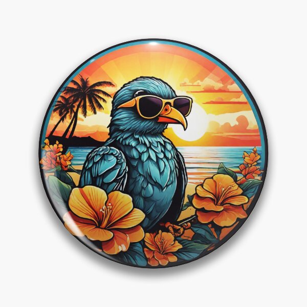 Item preview, Vacation Birdie with Sunglasses at Sunset with Hawaii Orchids designed and sold by NautiChic.