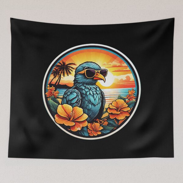 Item preview, Vacation Birdie with Sunglasses at Sunset with Hawaii Orchids designed and sold by NautiChic.
