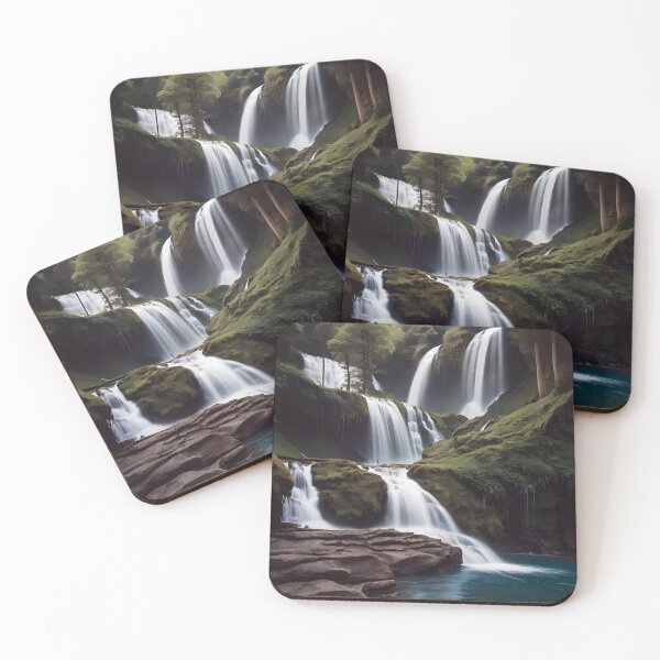 Item preview, waterfalls in the green forest or green jungle 8 designed and sold by AA-designstore.