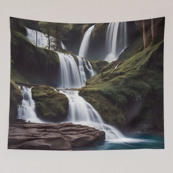 Item preview, waterfalls in the green forest or green jungle 8 designed and sold by AA-designstore.