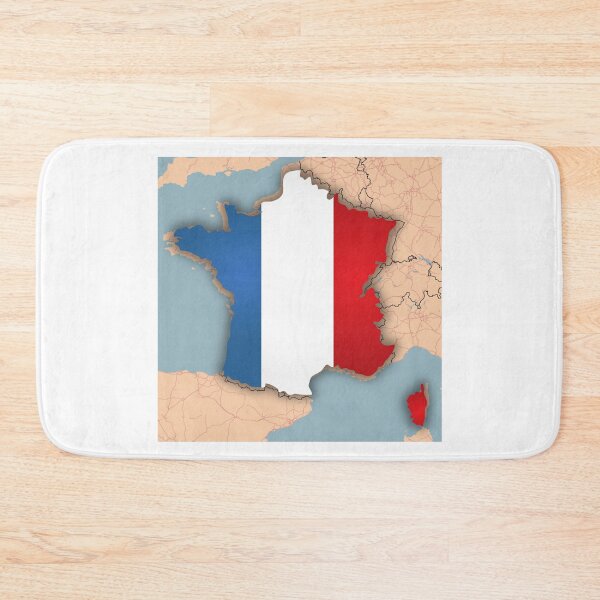 Item preview, France Flag Map Wall Art - World Map Canvas with France Geography Decor 3D map Sticker designed and sold by Psycho-Crazy.