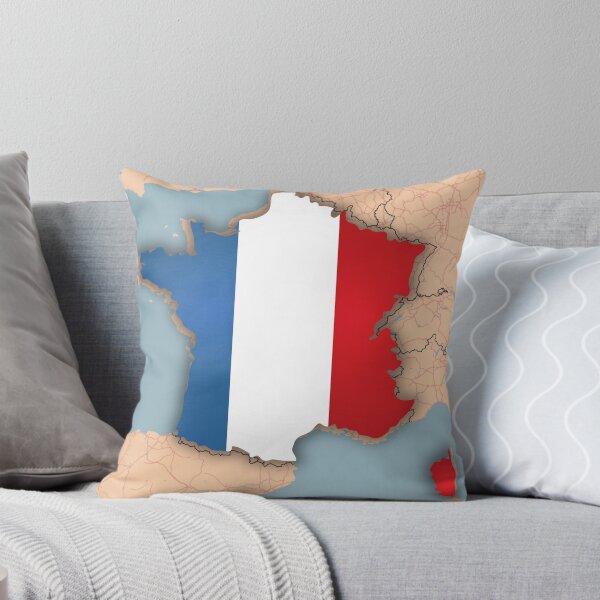 Item preview, France Flag Map Wall Art - World Map Canvas with France Geography Decor 3D map Sticker designed and sold by Psycho-Crazy.