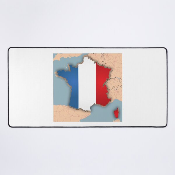 Item preview, France Flag Map Wall Art - World Map Canvas with France Geography Decor 3D map Sticker designed and sold by Psycho-Crazy.
