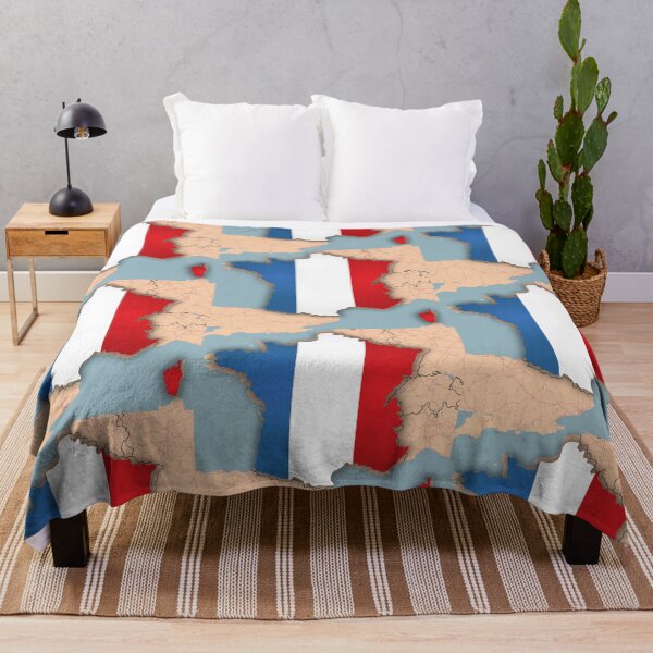 Item preview, France Flag Map Wall Art - World Map Canvas with France Geography Decor 3D map Sticker designed and sold by Psycho-Crazy.