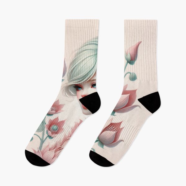 Item preview, Enchanting Girl Amid Blooming Lotus Flowers designed and sold by ideandesign.
