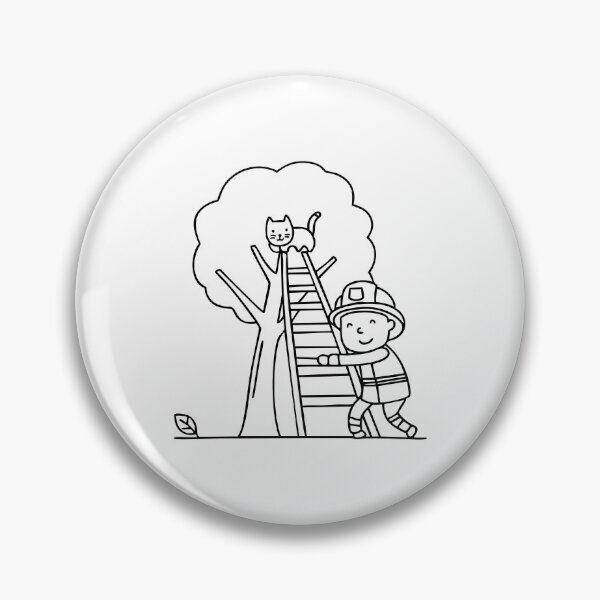 Item preview, Firefighter rescuing cat on tree with ladder designed and sold by rasagamastore.