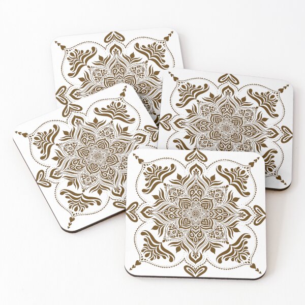 Item preview, Brown hearts and paisleys Mandala  designed and sold by Phoebew03.