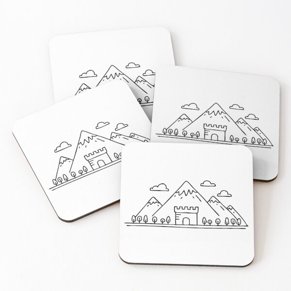 Item preview, Fortress silhouette with mountain backdrop designed and sold by rasagamastore.