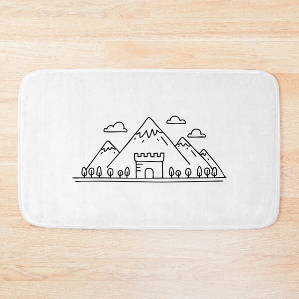 Item preview, Fortress silhouette with mountain backdrop designed and sold by rasagamastore.